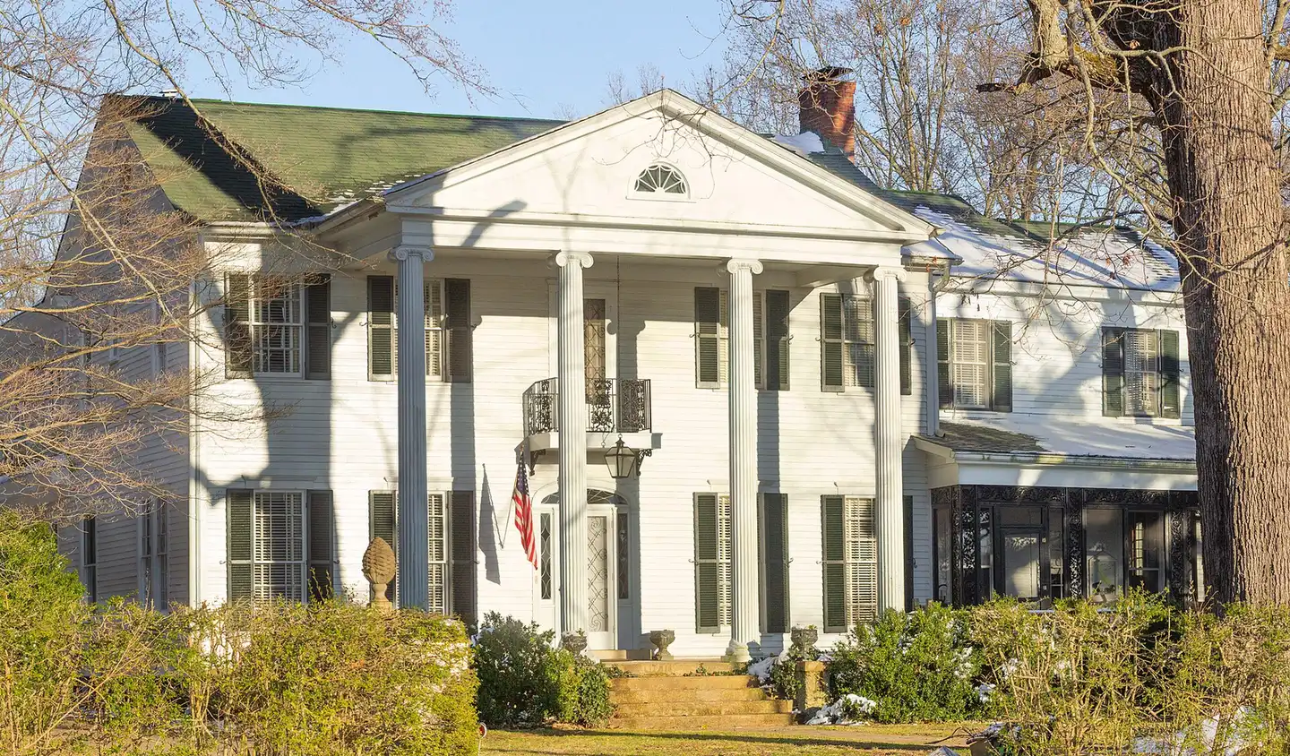 A white-columned house at Wildwood Farms, a residential neighborhood in Germantown.