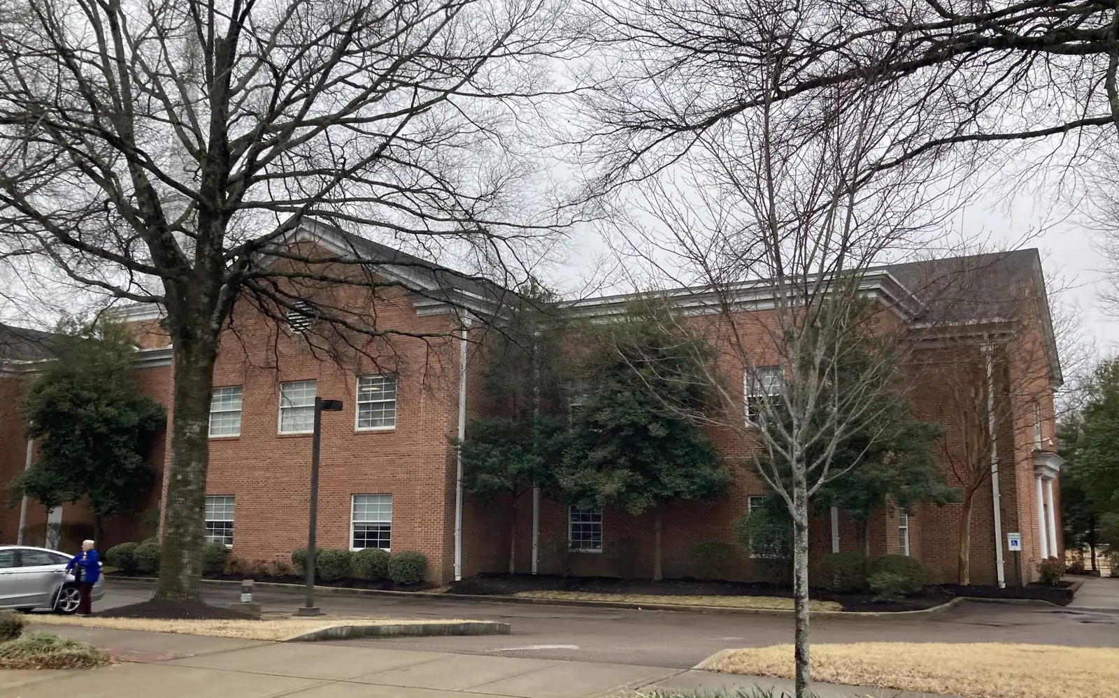 A red-brick building of Germantown United Methodist Church on South Germantown Road in Germantown